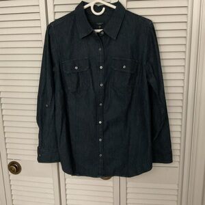 Talbots Dark Denim Button-Up Shirt